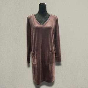 J.JILL VELOUR V-NECK TUNIC DRESS